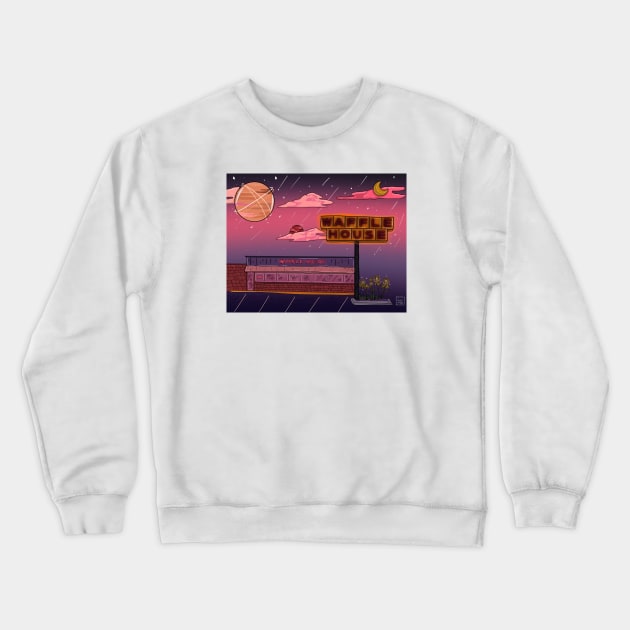 Late Night Dinner Waffle House Crewneck Sweatshirt by DejaDoodlesArt